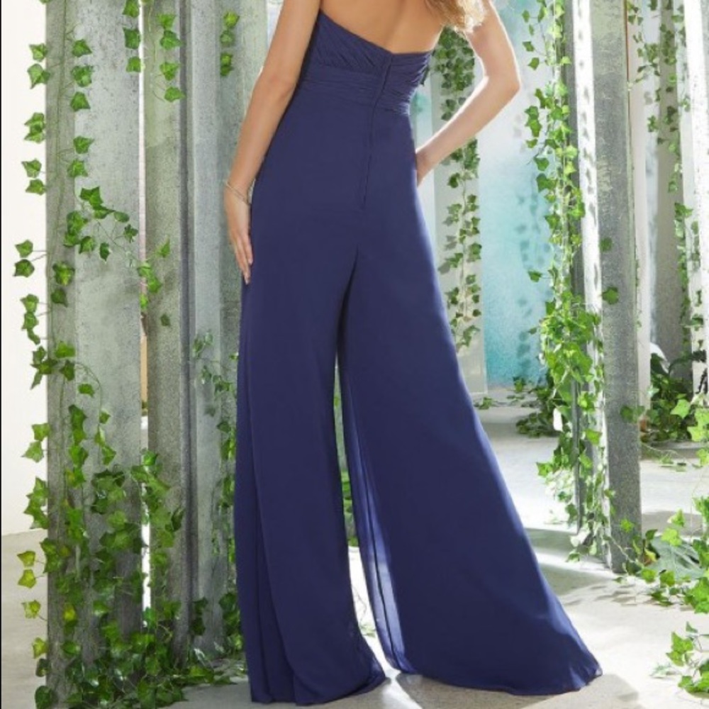 *Worn once* Navy Blue Morilee Jumpsuit. No flaws. - Picture 2 of 9